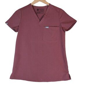 FIGS Technical Collection XXS Pink Scrub Top Short Sleeve V-Neck Medical Uniform